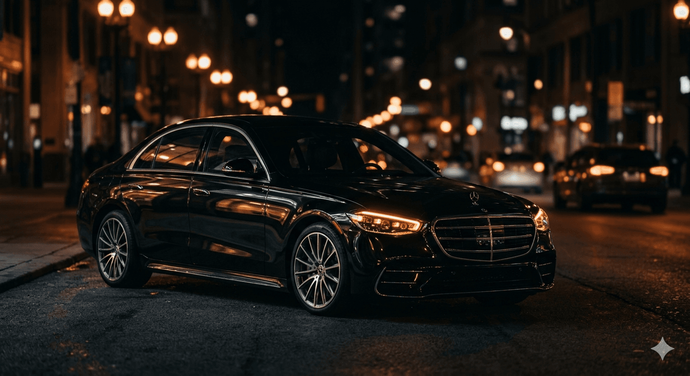 Véhicule professionnel de chauffeur privé de nuit en ville